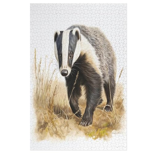 Dachs Holzpuzzle 1000 Teile, Knobelspiele Für Erwachsene, Teenager, Puzzles Unmögliche - Kinder Puzzle Zimmer Deko 78×53cm von LTTTT