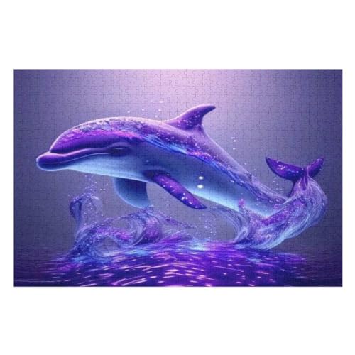 Delphin Puzzles 1000 Teile Erwachsener Kniffel Spaß Für Die Ganze Familie, Holzpuzzle Kinder Erwachsene, Impossible Puzzle Schwer （75×50cm） von LTTTT