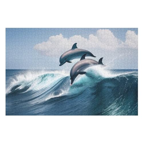 Delphin-Puzzlespiel Aus Holz, 1000 Puzzleteile, Puzzle Für Teenager Und Erwachsene, Kreatives Spielzeug, Puzzles, （75×50cm） von LTTTT