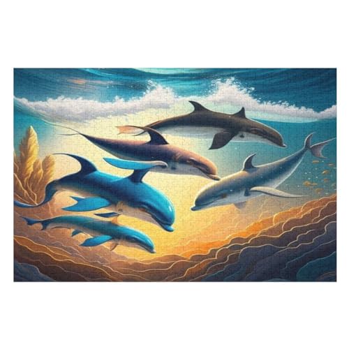 Delphin-Puzzlespiel Aus Holz, 1000 Puzzleteile, Puzzle Für Teenager Und Erwachsene, Kreatives Spielzeug, Puzzles, （75×50cm） von LTTTT