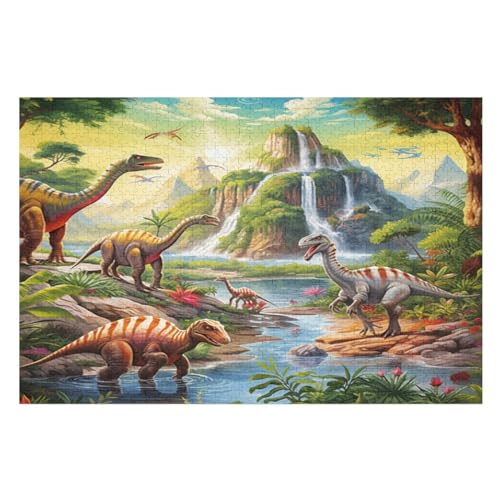 Dinosaurier 1000 Teile Puzzles Für Erwachsene, Impossible Puzzle, GesKükenlichkeitsspiel Für Die Ganze Familie, Kinder Holzpuzzle （75×50cm） von LTTTT
