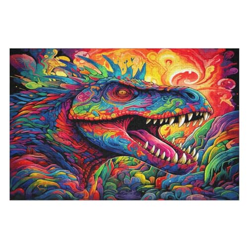 Dinosaurier Holzpuzzle 1000 Teile Klassische Puzzles Erwachsene Kinder Puzzle DIY Kit Holzspielzeug Einzigartiges Geschenk （75×50cm） von LTTTT