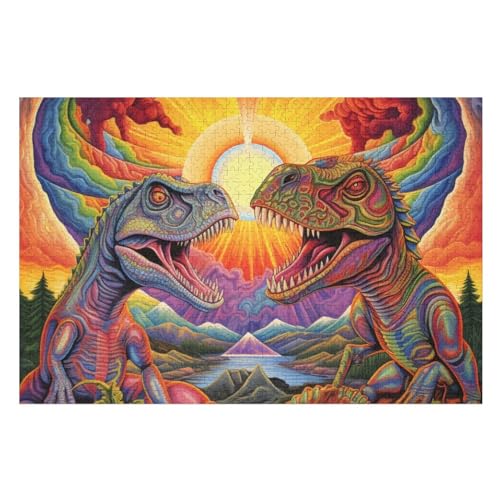 Dinosaurier Holzpuzzle 1000 Teile Klassische Puzzles Erwachsene Kinder Puzzle DIY Kit Holzspielzeug Einzigartiges Geschenk （75×50cm） von LTTTT