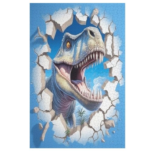 Dinosaurier Holzpuzzle 1000 Teile Klassische Puzzles Erwachsene Kinder Puzzle DIY Kit Holzspielzeug Einzigartiges Geschenk 78×53cm von LTTTT
