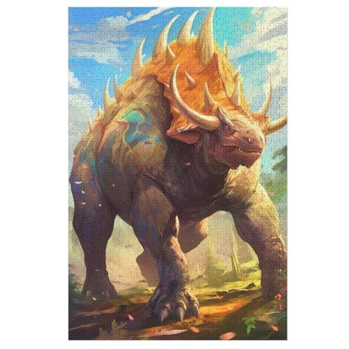 Dinosaurier Triceratops 1000 Teile Puzzles Für Erwachsene Holzpuzzle Familienpuzzlespiel -Puzzle Für Erwachsene Kinder Ab 12 Jahren 78×53cm von LTTTT