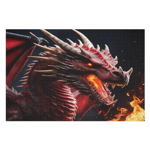 Drache Holzpuzzle 1000 Teile Klassische Puzzles Erwachsene Kinder Puzzle DIY Kit Holzspielzeug Einzigartiges Geschenk （75×50cm） von LTTTT