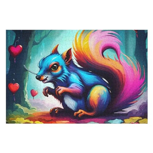 Eichhörnchen -Puzzle, 1000 Teile,Holzpuzzle Für Erwachsene Kinder, Lustiges Spielzeug, Denkspiel, Bildungsspiel, （75×50cm） von LTTTT