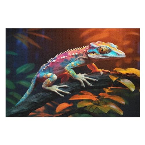 Eidechse -Puzzle, 1000 Teile,Holzpuzzle Für Erwachsene Kinder, Lustiges Spielzeug, Denkspiel, Bildungsspiel, （75×50cm） von LTTTT