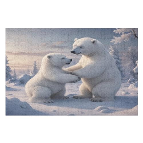 Eisbär Holzpuzzle - 1000 Teiliges Jigsaw Knobelspiel - Puzzle Für Erwachsene & Kinder - Outdoor & Reisespielzeug （75×50cm） von LTTTT