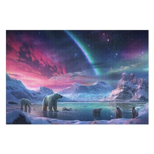 Eisbär Puzzles 1000 Teile Erwachsener Kniffel Spaß Für Die Ganze Familie, Holzpuzzle Kinder Erwachsene, Impossible Puzzle Schwer （75×50cm） von LTTTT