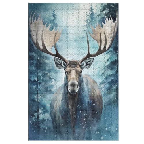Elch Puzzle Für Erwachsene,1000-teiliges Puzzles, Für Kinder,Holzpuzzle,Lernspielzeug, 78×53cm von LTTTT