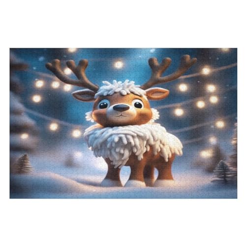 Elch Puzzles 1000 Teile Erwachsener Kniffel Spaß Für Die Ganze Familie, Holzpuzzle Kinder Erwachsene, Impossible Puzzle Schwer （75×50cm） von LTTTT