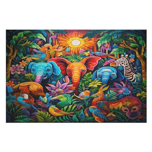 ElefAnts Puzzle 1000 Teile, Holzpuzzle Herausforderndes GesKükenlichkeitsspiel Für Die Ganze Familie, Kinder Erwachsenenpuzzle Ab 12 Jahren （75×50cm） von LTTTT