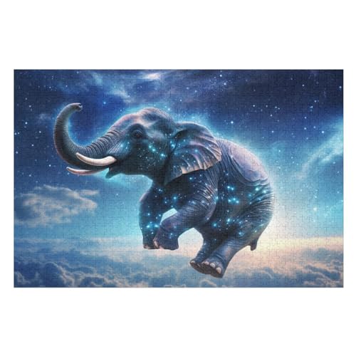 Elefant Puzzle 1000 Teile, Holzpuzzle Herausforderndes GesKükenlichkeitsspiel Für Die Ganze Familie, Kinder Erwachsenenpuzzle Ab 12 Jahren （75×50cm） von LTTTT