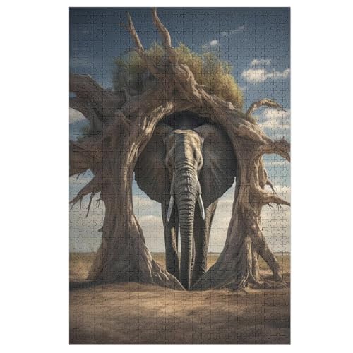 Elefant Puzzle 1000 Teile, Holzpuzzle Herausforderndes Geschicklichkeitsspiel Für Die Ganze Familie, Kinder Erwachsenenpuzzle Ab 12 Jahren 78×53cm Elefant Puzzle 1000 Teile, Holzpuzzle Herausforderndes Geschicklichkeitsspiel Für Die Ganze Familie, Kinder Erwachsenenpuzzle Ab 12 Jahren 78×53cm von LTTTT