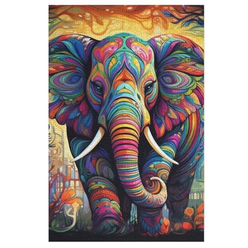 Elephant Puzzle Für Erwachsene,1000-teiliges Puzzles, Für Kinder,Holzpuzzle,Lernspielzeug, 78×53cm von LTTTT
