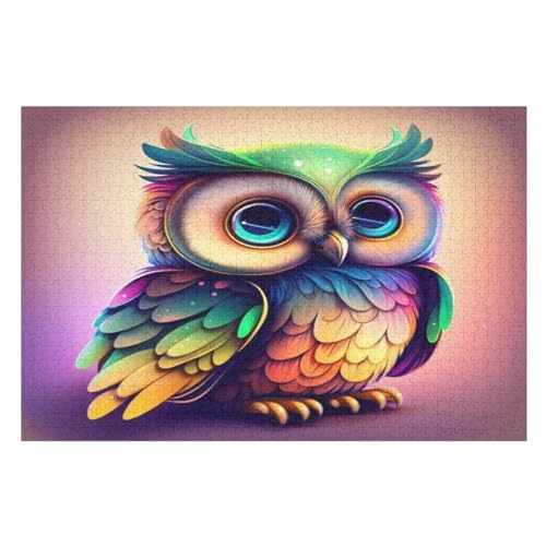 Eule 1000 Teile Puzzle Für Erwachsene, Herausforderung Puzzles - Verringerter Druck Schwieriges Holzpuzzle Für Kinder 12+ （75×50cm） von LTTTT