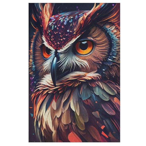 Eule Holzpuzzle 1000 Teile Klassische Puzzles Erwachsene Kinder Puzzle DIY Kit Holzspielzeug Einzigartiges Geschenk 78×53cm von LTTTT