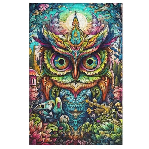 Eule Holzpuzzle 1000 Teile Klassische Puzzles Erwachsene Kinder Puzzle DIY Kit Holzspielzeug Einzigartiges Geschenk 78×53cm von LTTTT