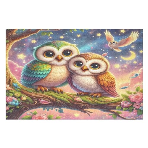 Eule Holzpuzzle - 1000 Teiliges Jigsaw Knobelspiel - Puzzle Für Erwachsene & Kinder - Outdoor & Reisespielzeug （75×50cm） von LTTTT
