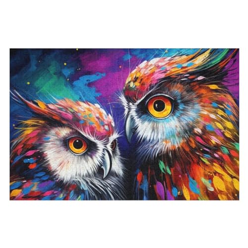 Eule -Puzzle, 1000 Teile,Holzpuzzle Für Erwachsene Kinder, Lustiges Spielzeug, Denkspiel, Bildungsspiel, （75×50cm） von LTTTT