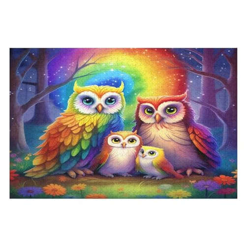 Eule Puzzles 1000 Teile Für Jugendliche Kreatives Holzpuzzlespielzeug Familienspiel Schwierigkeitsgrad Herausforderungspuzzles （75×50cm） von LTTTT