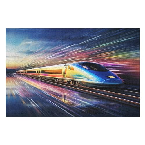 Express Zug Puzzles 1000 Teile Erwachsener Kniffel Spaß Für Die Ganze Familie, Holzpuzzle Kinder Erwachsene, Impossible Puzzle Schwer （75×50cm） von LTTTT