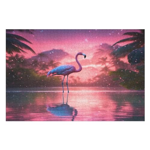Flamingo Holzpuzzle 1000 Teile Klassische Puzzles Erwachsene Kinder Puzzle DIY Kit Holzspielzeug Einzigartiges Geschenk （75×50cm） von LTTTT