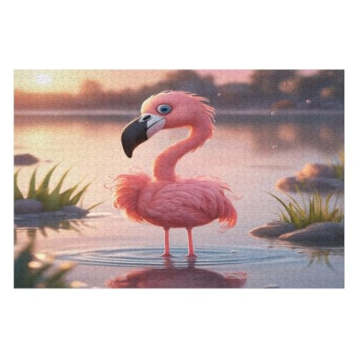 Flamingo Holzpuzzle 1000 Teile Klassische Puzzles Erwachsene Kinder Puzzle DIY Kit Holzspielzeug Einzigartiges Geschenk （75×50cm） von LTTTT