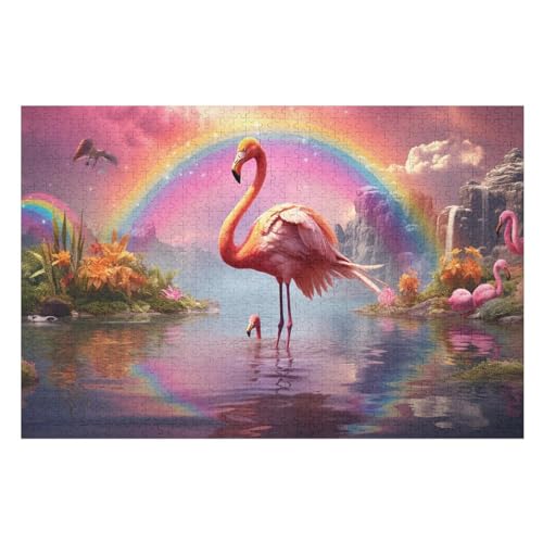 Flamingo -Puzzle, 1000 Teile,Holzpuzzle Für Erwachsene Kinder, Lustiges Spielzeug, Denkspiel, Bildungsspiel, （75×50cm） von LTTTT