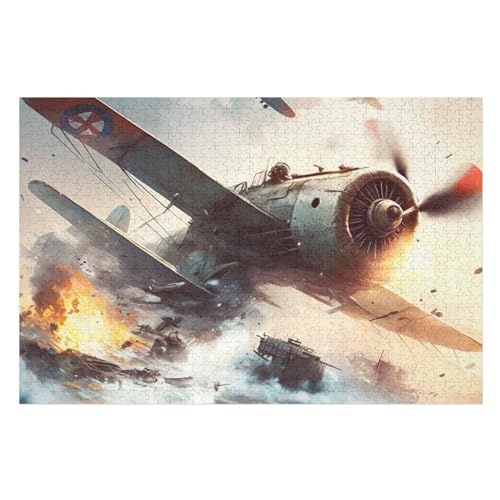 Flugzeug Holzpuzzle 1000 Teile Klassische Puzzles Erwachsene Kinder Puzzle DIY Kit Holzspielzeug Einzigartiges Geschenk （75×50cm） von LTTTT