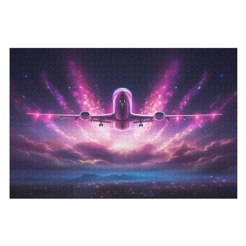 Flugzeugmuster Holzpuzzle 1000 Teile Klassische Puzzles Erwachsene Kinder Puzzle DIY Kit Holzspielzeug Einzigartiges Geschenk （75×50cm） von LTTTT