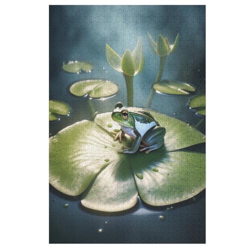 Frosch Holzpuzzle 1000 Teile Klassische Puzzles Erwachsene Kinder Puzzle DIY Kit Holzspielzeug Einzigartiges Geschenk 78×53cm von LTTTT