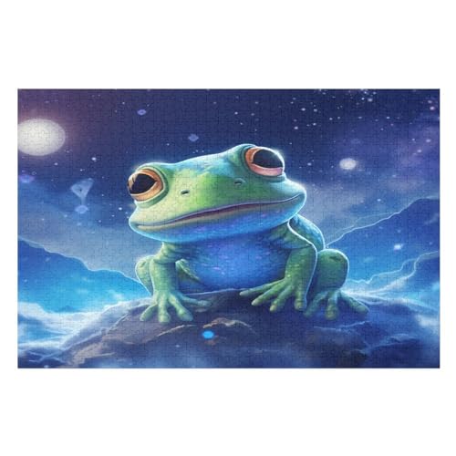 Frosch Puzzles 1000 Teile Erwachsener Kniffel Spaß Für Die Ganze Familie, Holzpuzzle Kinder Erwachsene, Impossible Puzzle Schwer （75×50cm） von LTTTT