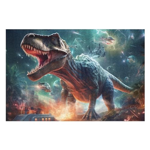 Für Erwachsene 1000-Teiliges Dinosaurier -Puzzles, Holzbrett-Puzzle, Für Kinder, Geschenke, （75×50cm） von LTTTT