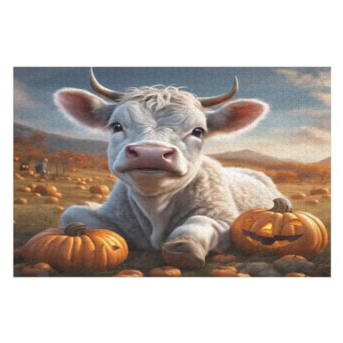 Für Erwachsene 1000-Teiliges Kuh -Puzzles, Holzbrett-Puzzle, Für Kinder, Geschenke, （75×50cm） von LTTTT