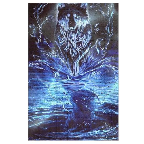 Für Erwachsene 1000-Teiliges Wolf -Puzzles, Holzbrett-Puzzle, Für Kinder, Geschenke, 78×53cm von LTTTT