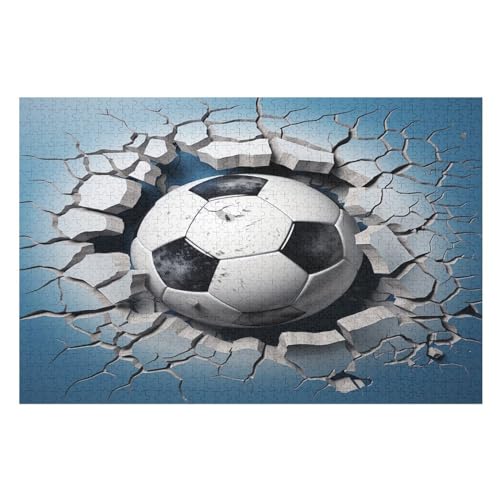 Fußball Puzzles 1000 Teile Für Jugendliche Kreatives Holzpuzzlespielzeug Familienspiel Schwierigkeitsgrad Herausforderungspuzzles （75×50cm） von LTTTT