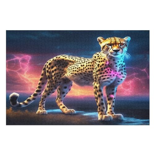 Gepard -Puzzle, 1000 Teile,Holzpuzzle Für Erwachsene Kinder, Lustiges Spielzeug, Denkspiel, Bildungsspiel, （75×50cm） von LTTTT