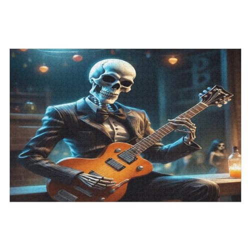 Gitarre Skeleton Man 1000 Teile Premium-Puzzles Für Erwachsene Kinder- Holzpuzzles Spaß Und Lernspiele - Perfekte Puzzle-Geschenke （75×50cm） von LTTTT