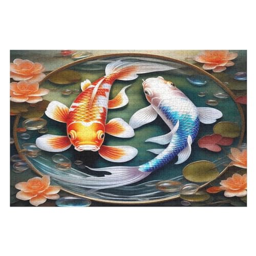 Goldfisch Holzpuzzle 1000 Teile, Knobelspiele Für Erwachsene, Teenager, Puzzles Unmögliche - Kinder Puzzle Zimmer Deko （75×50cm） von LTTTT