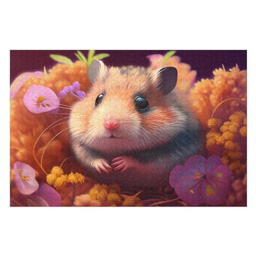 Hamster Holzpuzzle 1000 Teile Klassische Puzzles Erwachsene Kinder Puzzle DIY Kit Holzspielzeug Einzigartiges Geschenk （75×50cm） von LTTTT