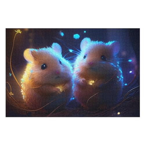Hamster Puzzle Für Erwachsene 1000 Teile Premium Recyceltes Brett Zum Lernen, Lernspielzeug, Familienspiele Kinder Holzpuzzle （75×50cm） von LTTTT