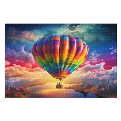 Heißluftballon Holzpuzzle Für Erwachsene Teenager Stress Abbauen Familien-Puzzlespiel Poster 1000-teiliges Puzzle Kinder Lernspiel （75×50cm） von LTTTT