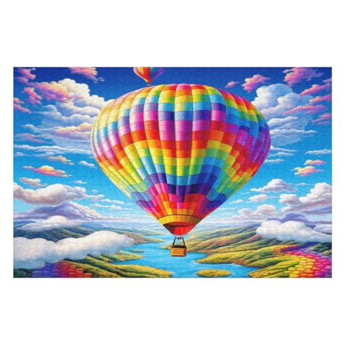 Heißluftballon-Puzzlespiel Aus Holz, 1000 Puzzleteile, Puzzle Für Teenager Und Erwachsene, Kreatives Spielzeug, Puzzles, （75×50cm） von LTTTT