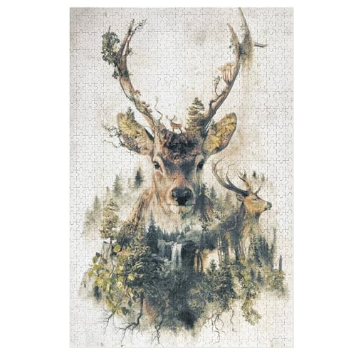 Hirsch 1000 Teile Premium-Puzzles Für Erwachsene Kinder- Holzpuzzles Spaß Und Lernspiele - Perfekte Puzzle-Geschenke 78×53cm Hirsch 1000 Teile Premium-Puzzles Für Erwachsene Kinder- Holzpuzzles Spaß Und Lernspiele - Perfekte Puzzle-Geschenke 78×53cm von LTTTT