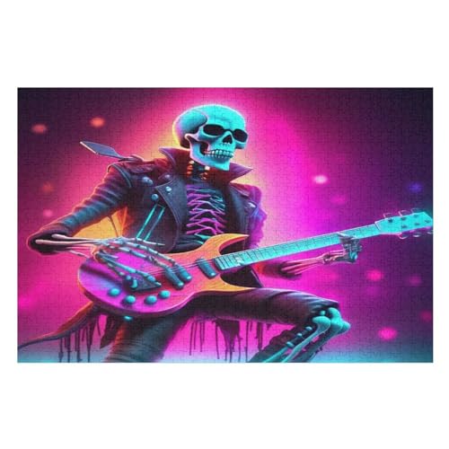 Holzpuzzle 1000 Teile, Gitarre Skeleton Man Puzzles Erwachsene Und Kinder, Am Besten Für Die Familienspielsammlung （75×50cm） von LTTTT