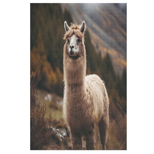 Holzpuzzle Alpaka Puzzle 1000 Teile Erwachsene Klassische Pädagogisches Spielzeug Kinder Lernspiel Herausforderndes Puzzles 78×53cm von LTTTT
