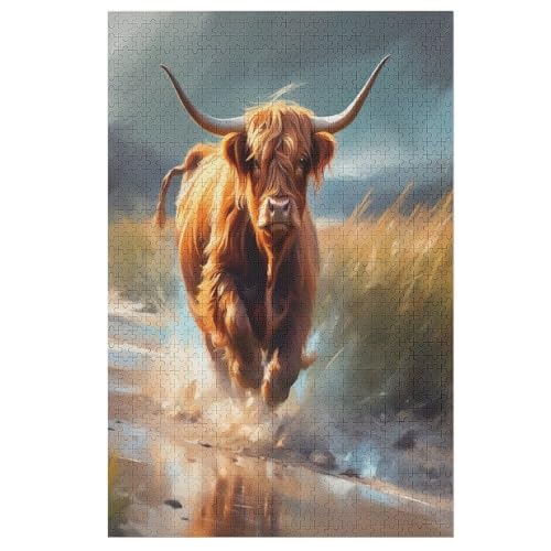 Holzpuzzle Animal Kuh Puzzle 1000 Teile Erwachsene Klassische Pädagogisches Spielzeug Kinder Lernspiel Herausforderndes Puzzles 78×53cm von LTTTT
