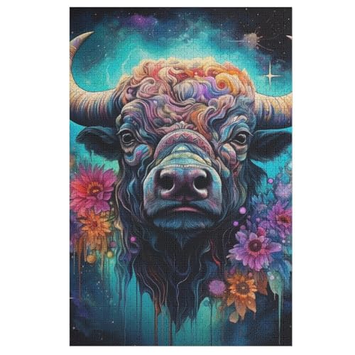 Holzpuzzle Büffel Puzzle 1000 Teile Erwachsene Klassische Pädagogisches Spielzeug Kinder Lernspiel Herausforderndes Puzzles 78×53cm von LTTTT